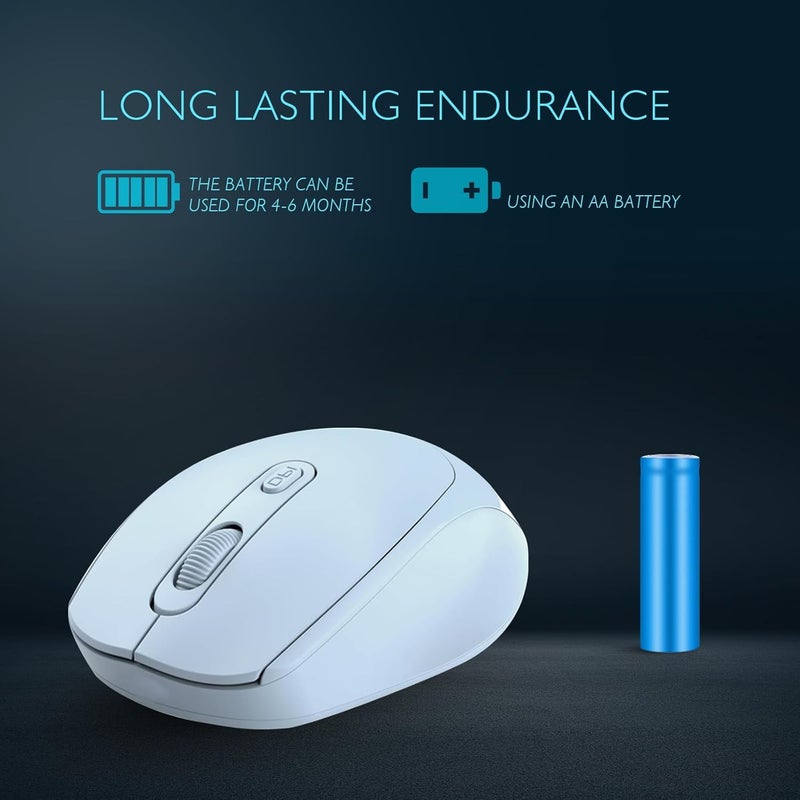 ONEUP Wireless Mouse, 2.4G, Silent, USB Nano Receiver for Laptop, Chromebook, PC, Mac, Windows and School Work (Blue) - Image 3
